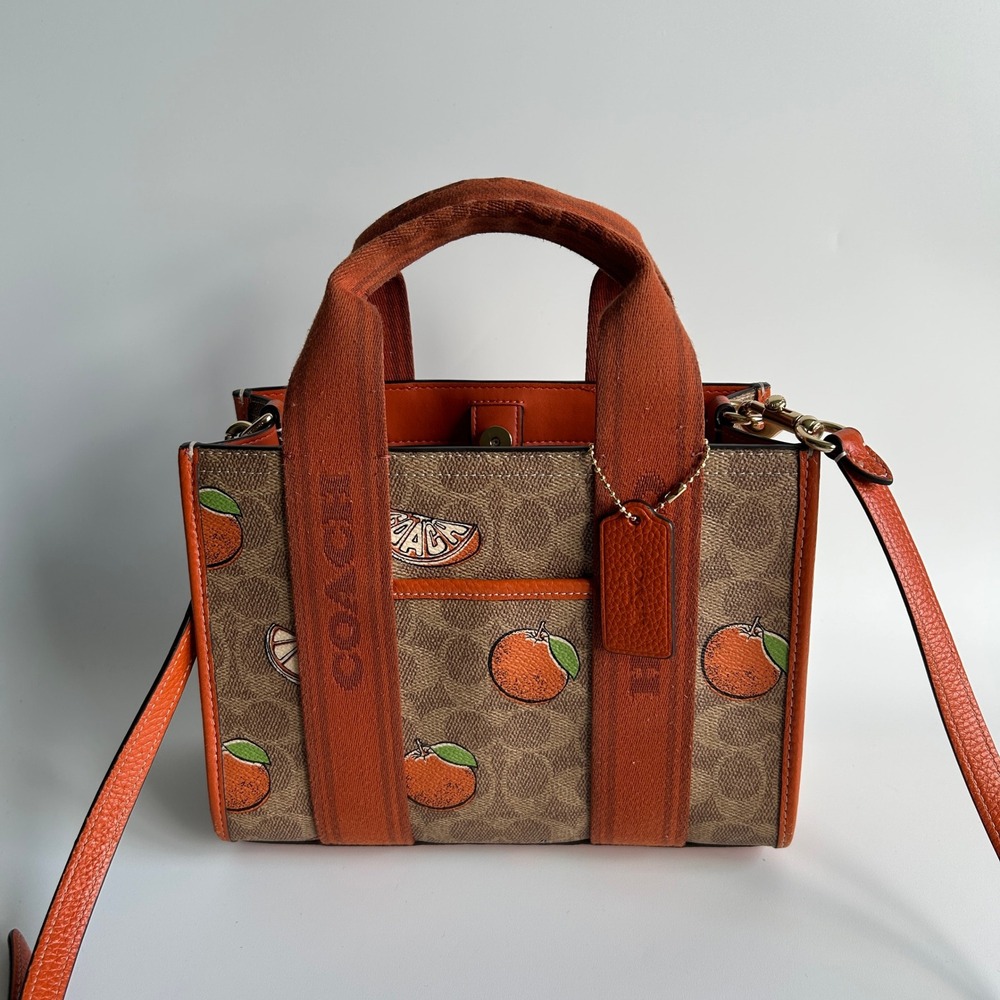 Coach Smith Tote 24 Orange Print Signature Canvas Crossbody Handbag CAR81